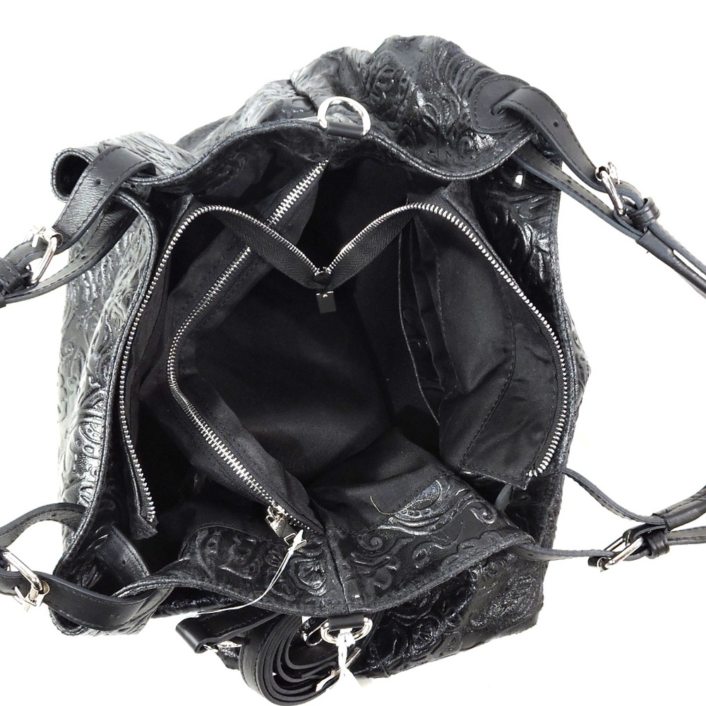 ISADORA 🇮🇹 WOMEN'S BLACK SOFT GENUINE LEATHER HANDBAG - Picture 5 of 5